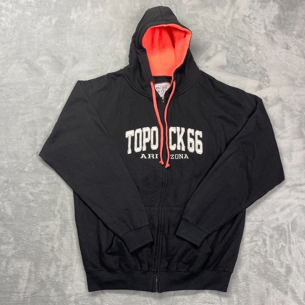 Pacific & Co. Hoodie Men L Black Topock 66 Arizona Long Sleeve Zip Up Drawstring